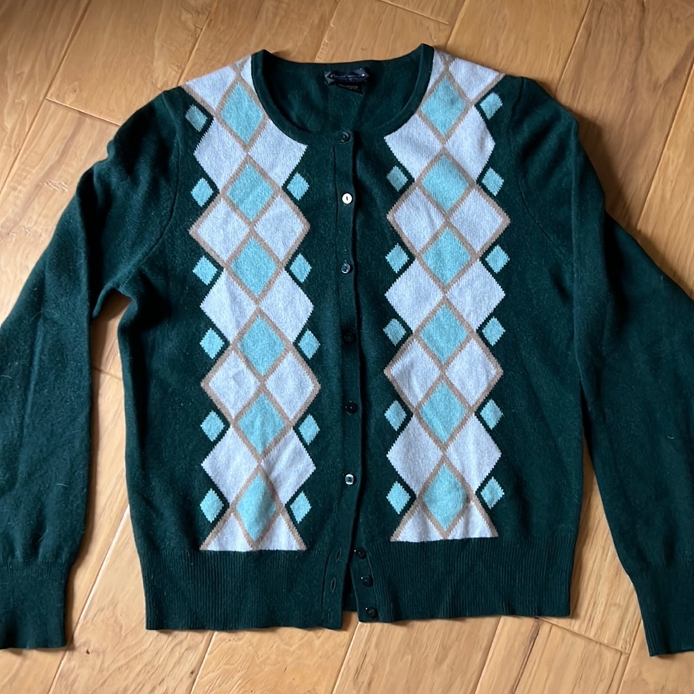 Lord & Taylor Cashmere argyle cardigan, mint condition